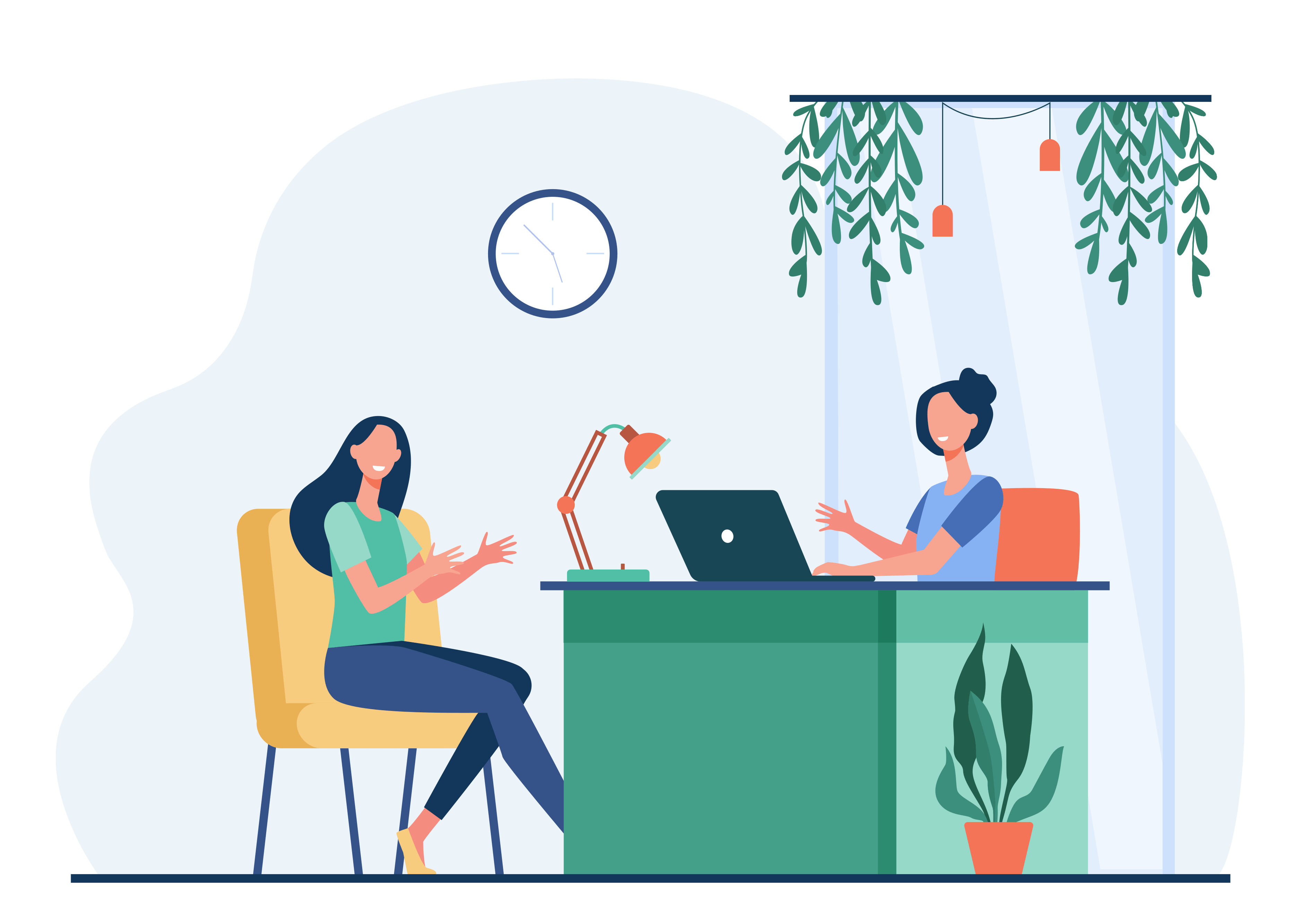 A vector of two humans in a business meeting